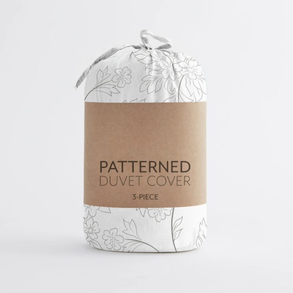 Patterned Duvet Cover Set - White